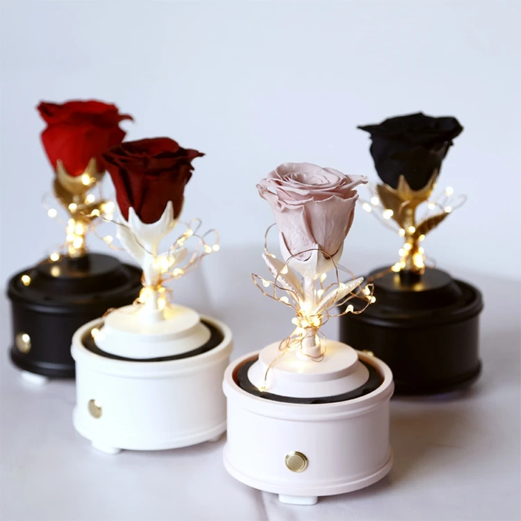Artificial Flowers Rose Bluetooth Speaker Holiday Birthday Gift With Box Girls Eternal Flower