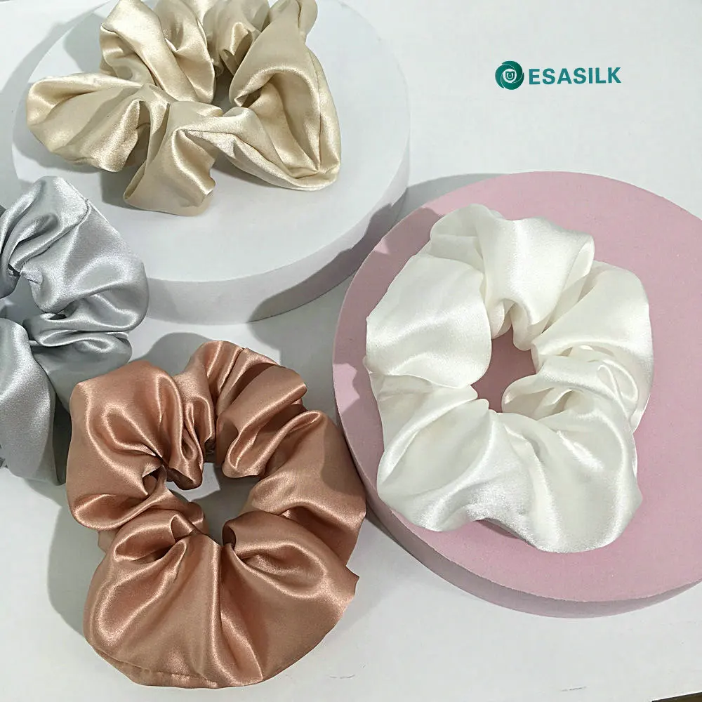 22Momme Large Size 6CM Silk Scrunchie Elastic Hair Rope Band Stylish 22Momme sillk Scrunchies