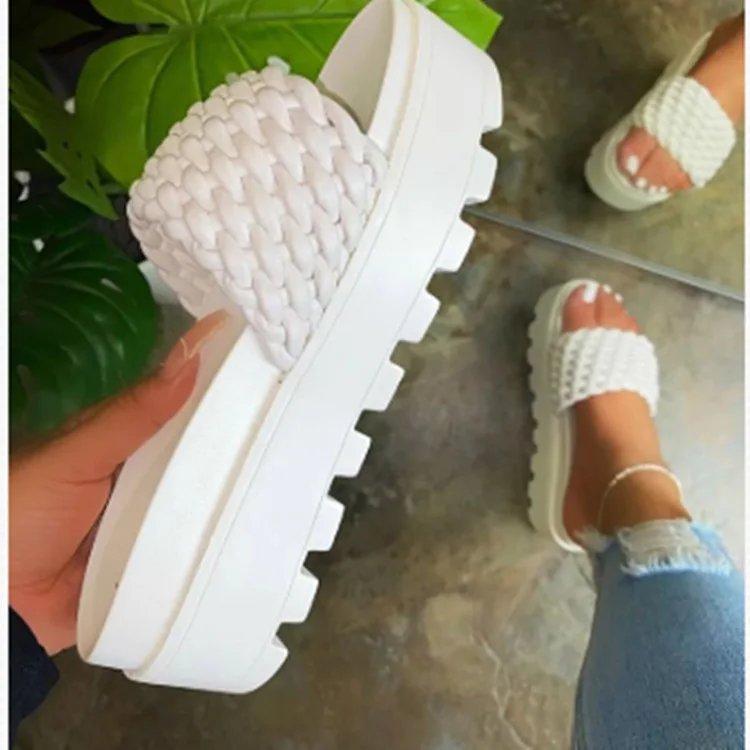 
Summe platform Slipper Comfort Casual Shoes platformWeave Printed Shoes Women Net surface knit appearance Fashion Slipper 
