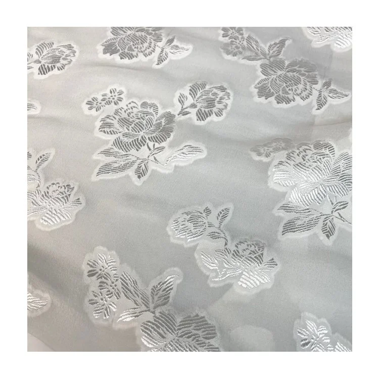 Silk chiffon  Jacquard fabric silk viscose jacquard lurex silk cut flower fabric