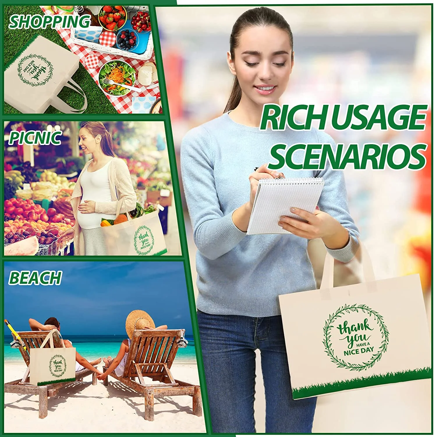 Tote Bags Bulk Reusable Non Woven custom Tote Bags with Handles Foldable Portable Fabric Tote Bag for Shopping Grocery