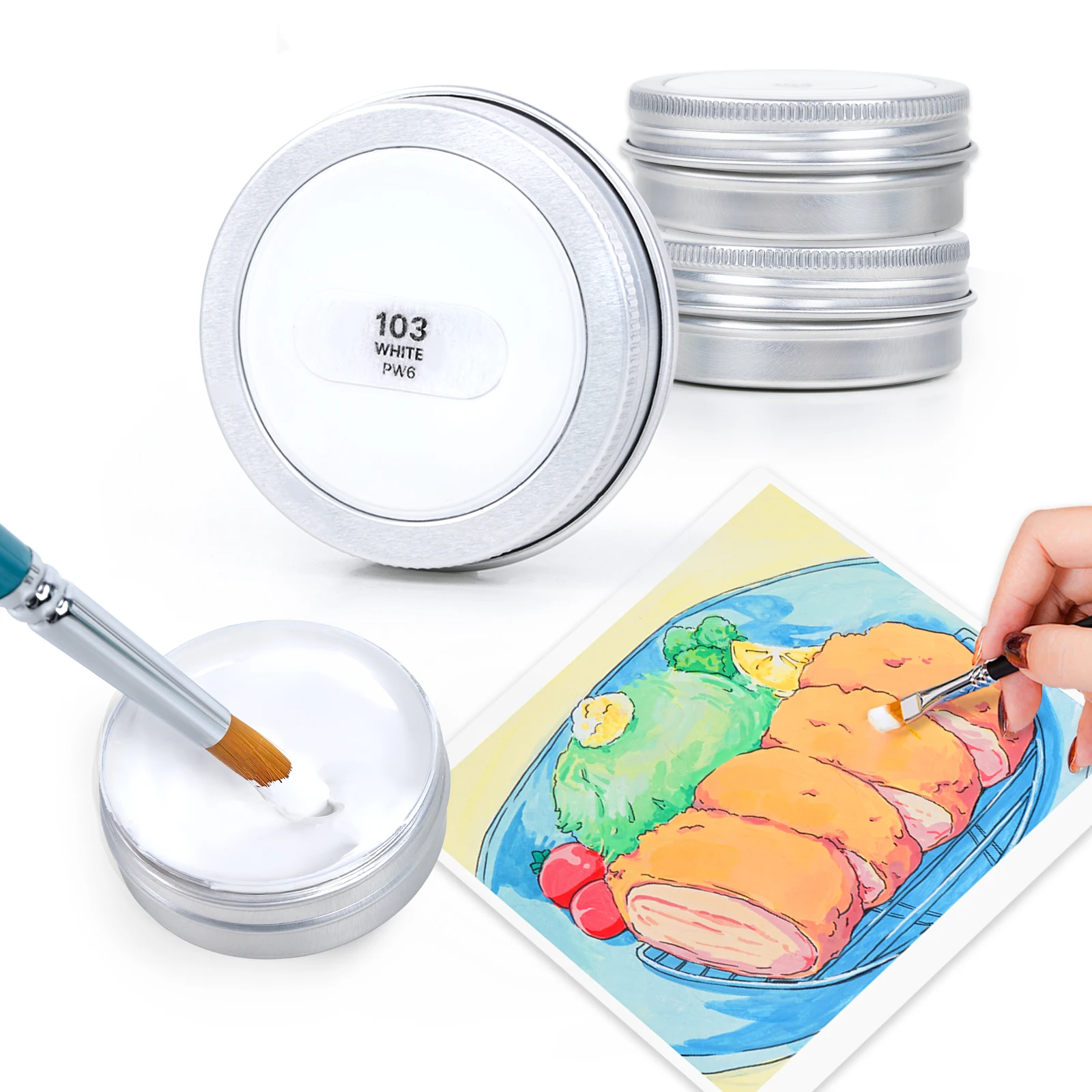 Arrtx белая краска для Гуши, заправка 30 мл, акварельная краска для рисования, искусство