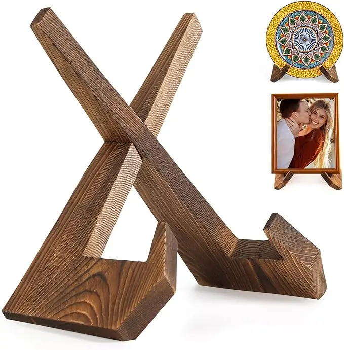Wooden Plate Stands for Display  Picture Frame Stand Decorative Plaque Easels Stand for Display