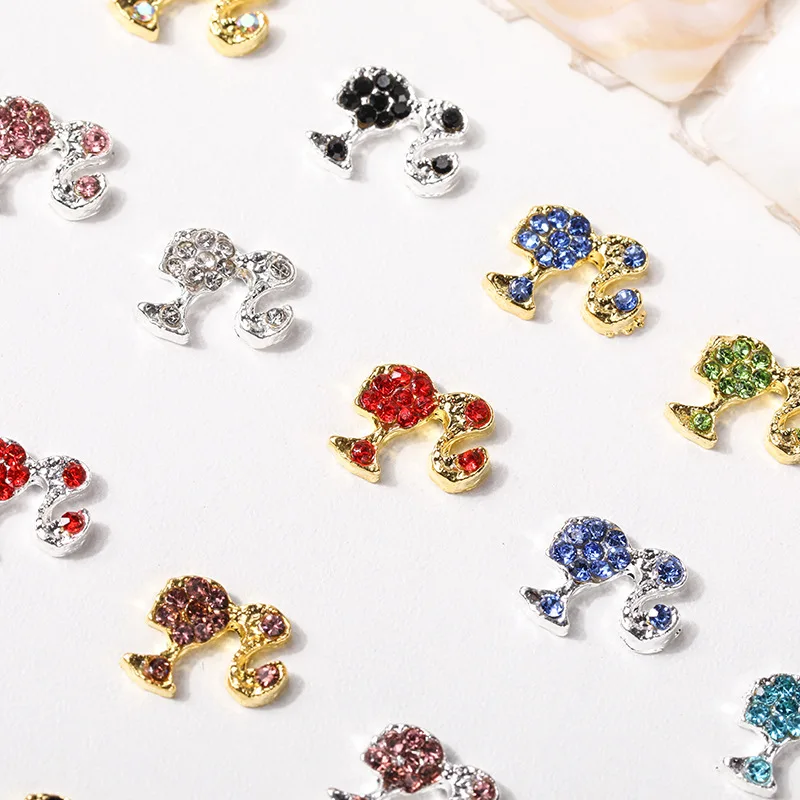 Alloy 3D Embellished Nail Art Accessories Cartoon Girl Head Nail Decorations Doll Head Nail Jewelry Charms