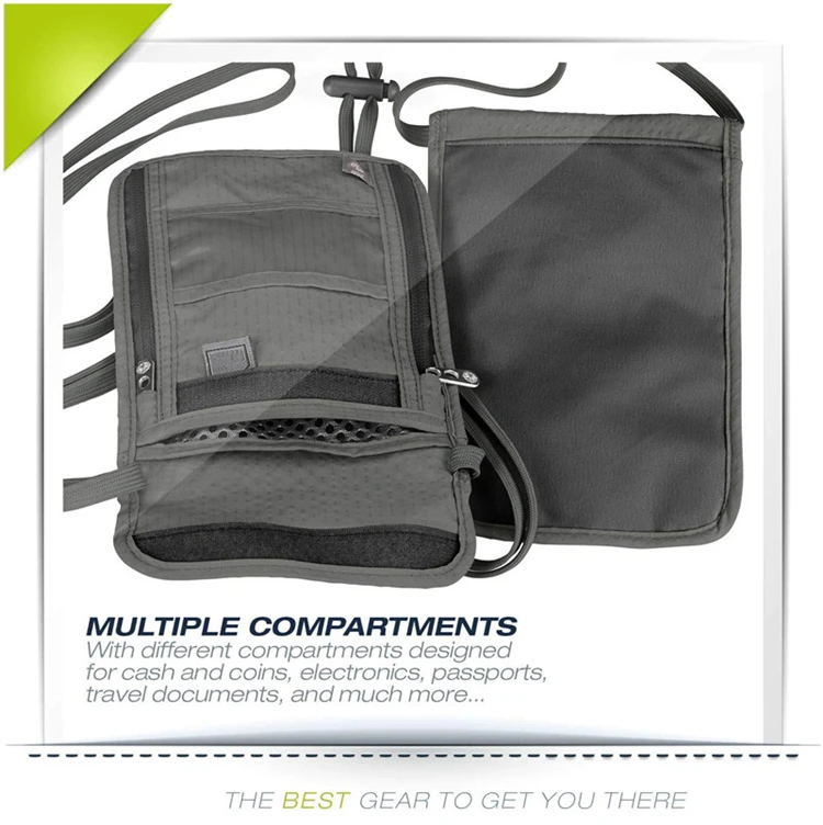 Hot Sell New Security Hidden Travel Neck Stash Nylon Blocking Pouch Wallet