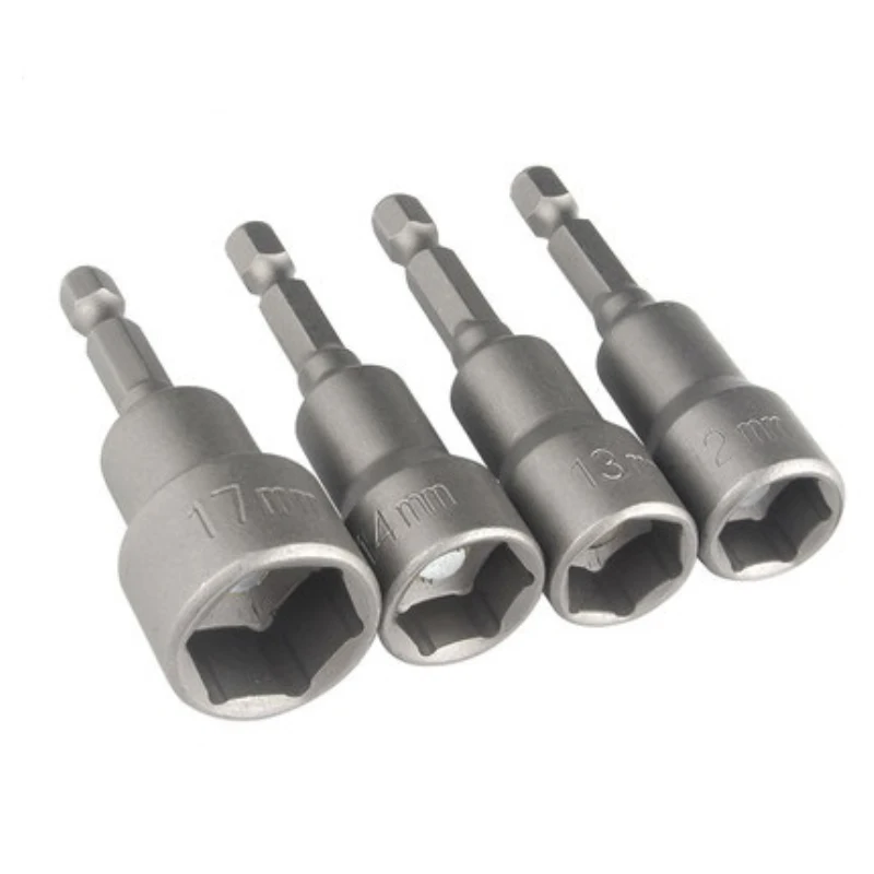 Magnetic Impact Nut Driver Socket Set Metric 6mm~19mm Impact Grade Nut Setters 6.35mm Hex Shank Drill Bit Adapter