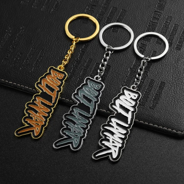 custom nickel metal enamel logo brand key chain with paper box