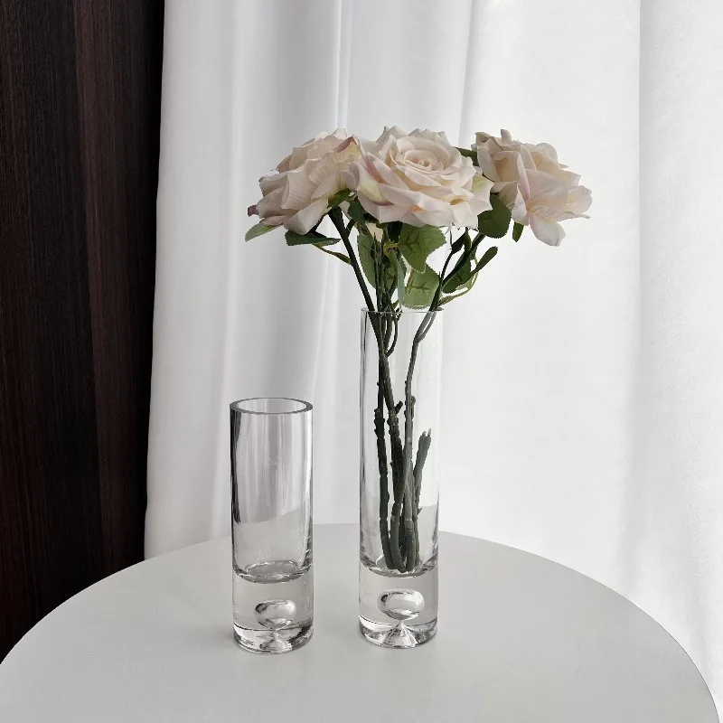 Glass flower vase for home decor /hurricane glass holder,clear handmade glass mini vase