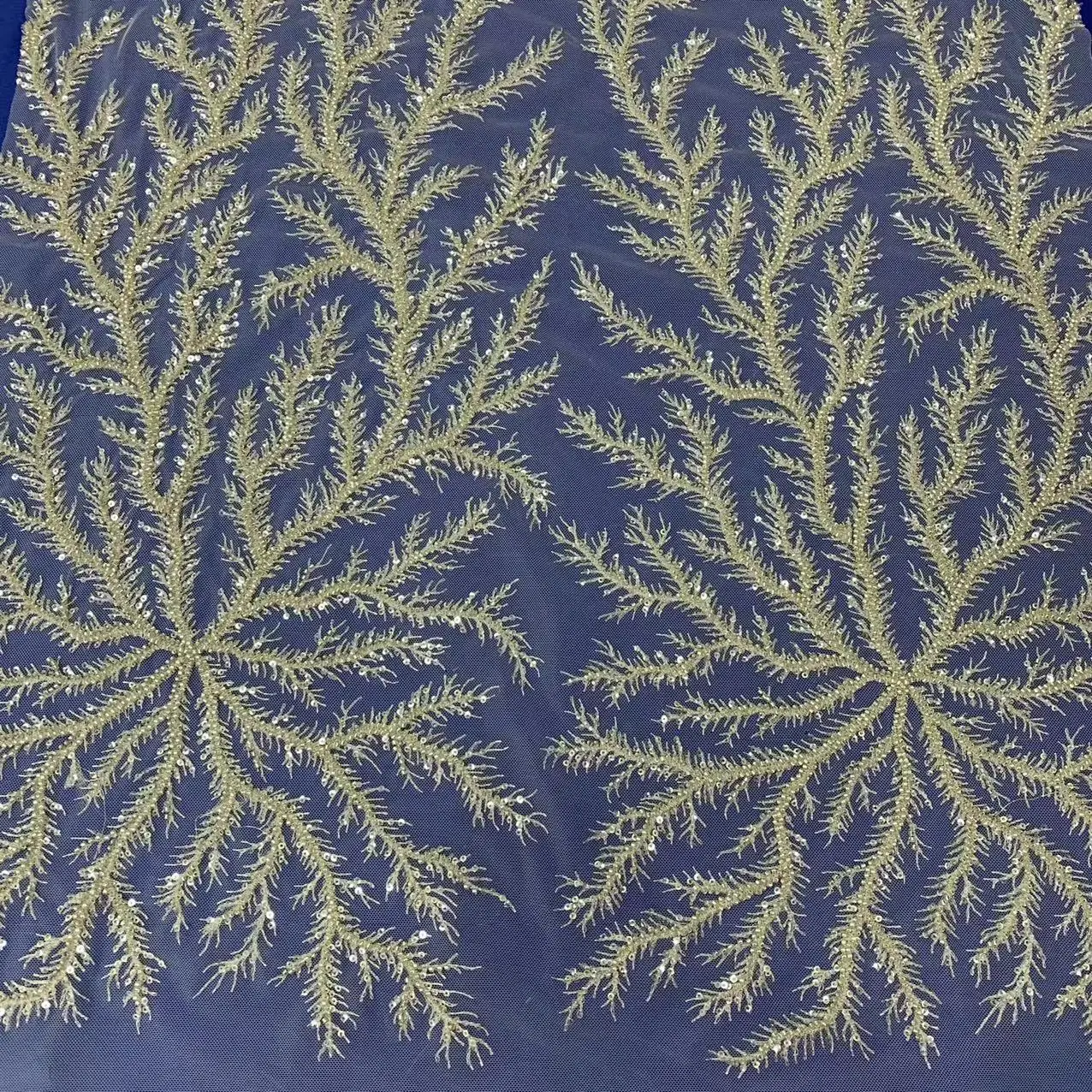 Высококачественная классическая вышитая кружевная ткань с блестками в наличии Свадебные платья для вечерних