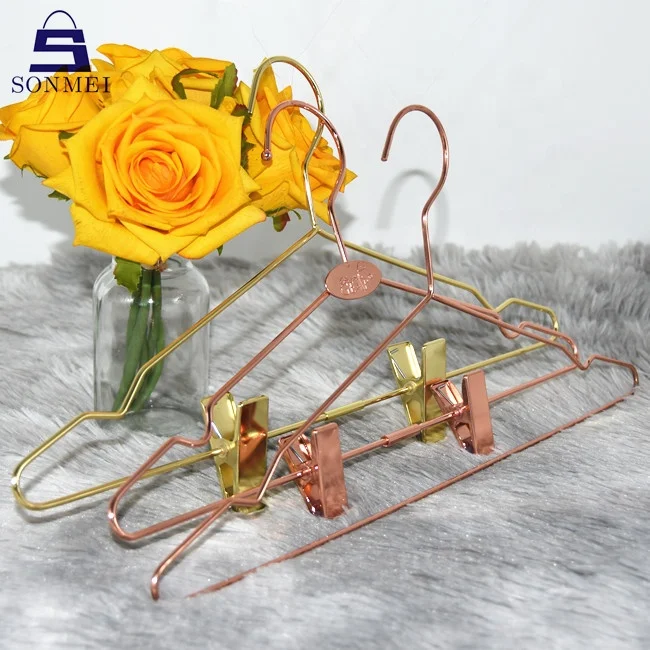 High quality jacket clothes custom glossy electroplated silver hangers