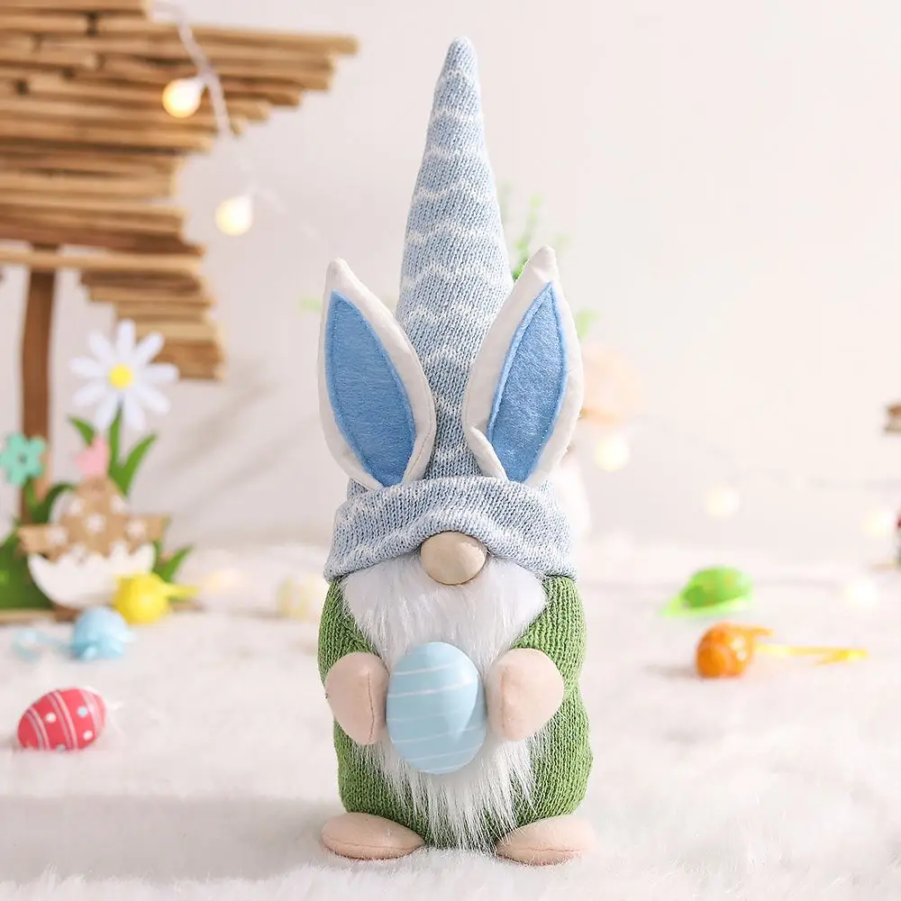 Cute Easter Gnomes Spring Bearded Gnome Elf Plush Doll Decor Handmade Rabbit Gnome Plush Scandinavian Dwarf Tomte For Home