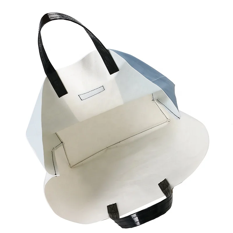 Vintage Tarpaulin tote bag with Inner Pocket Canvas Beach waterproof shopping Bag with stitching color