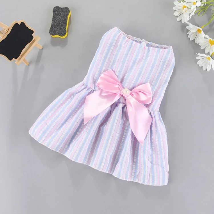 Pet Dog Cat Puppy Summer Princess Dress Skirt Clothes Bow Lace Birthday Dress Summer  Skirt Apparel Outfit