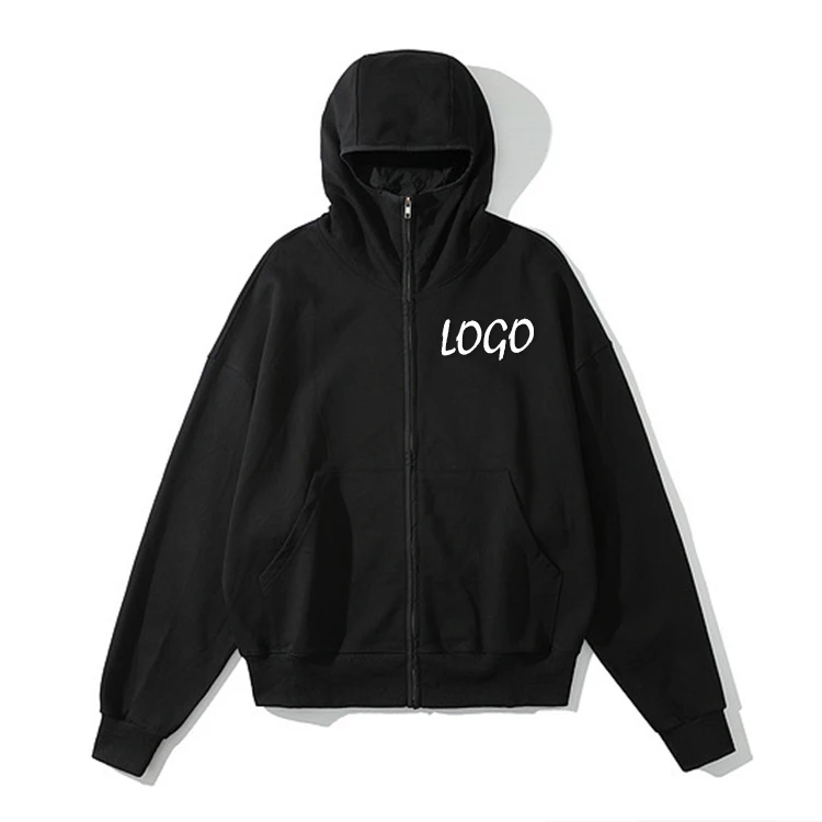 High Street Mens Ninja Hoodies Custom Logo Acid Wash Zip Up Blank Oversized Hoodie