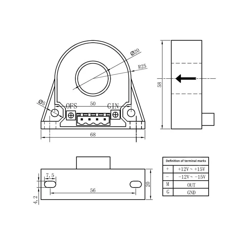 Hall Current Sensor Transformer Measuring AC and DC Input 50A 100A 200A 300A Smk2 Series Open Loop Current Sensor