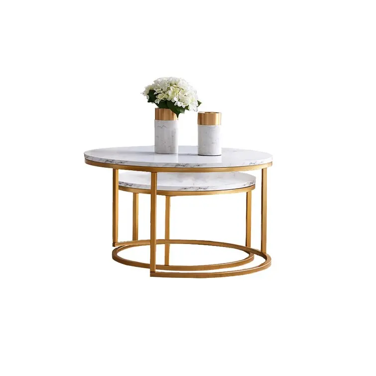 Cheap Farmhouse Wood Modern Metal Frame White Gloss Marble Top Stainless Steel Round Side Tea End Moroccan Golden Coffee Table