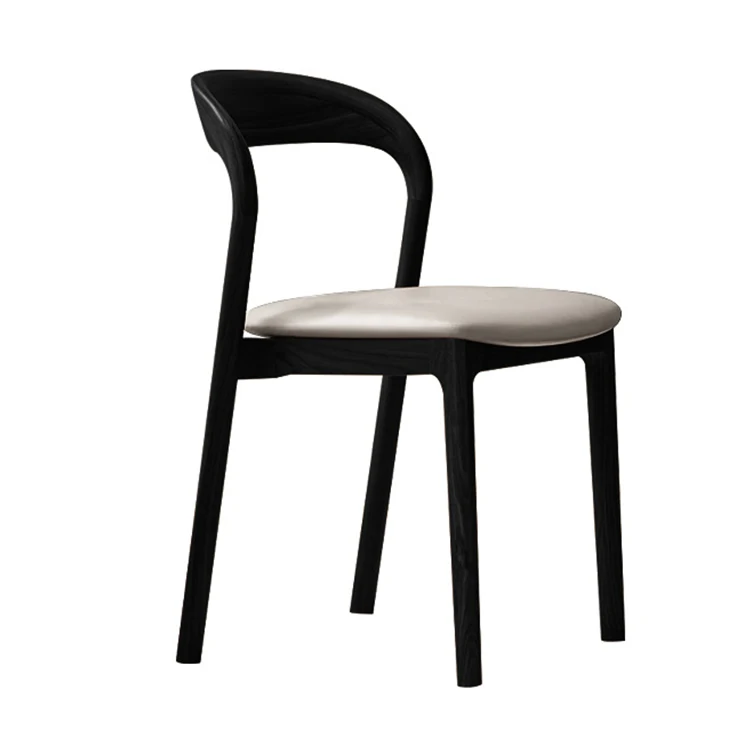 Nordic modern restaurant chair solid wood frame pu leather dining room chair for hotel