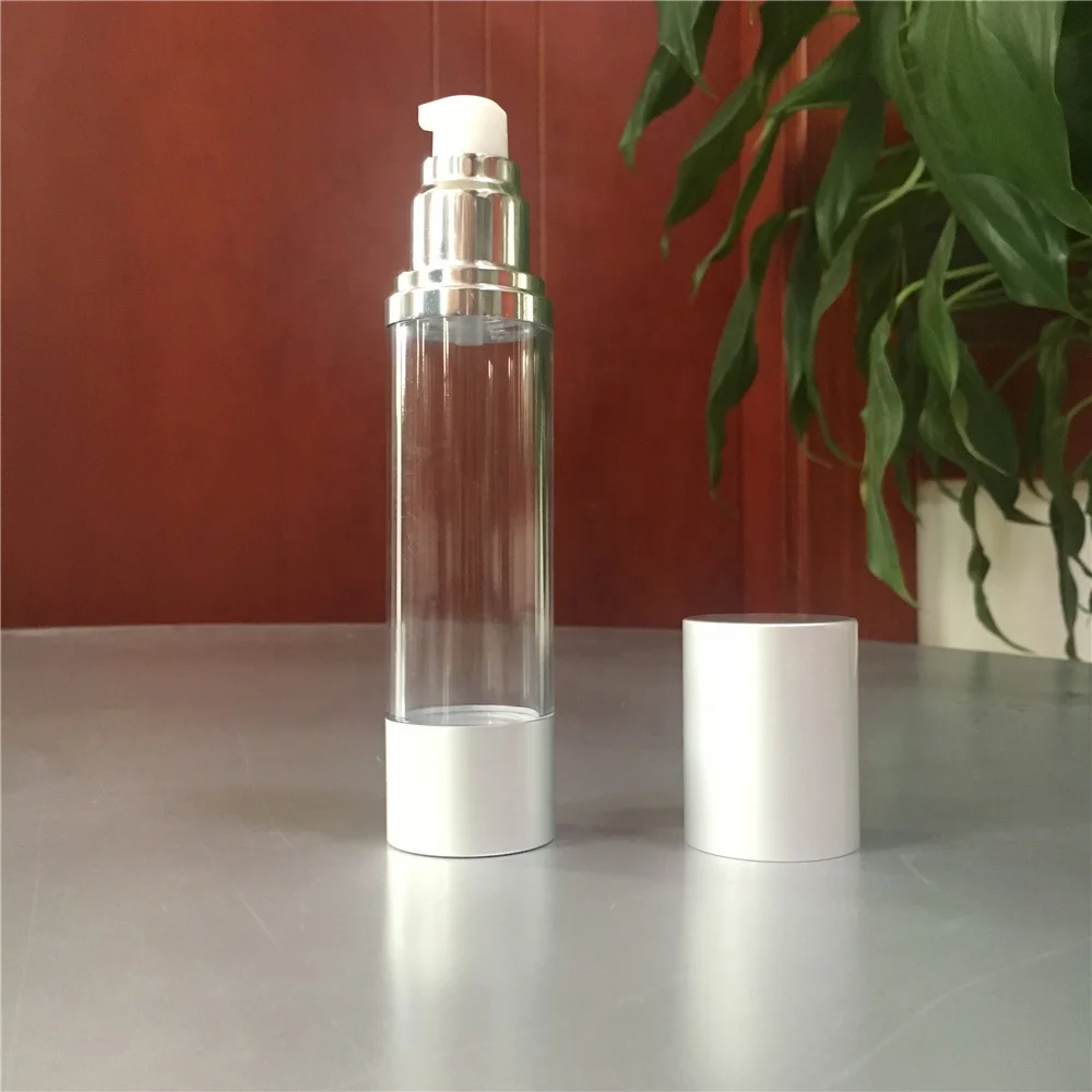 30 ml silver plastic airless pump bottle