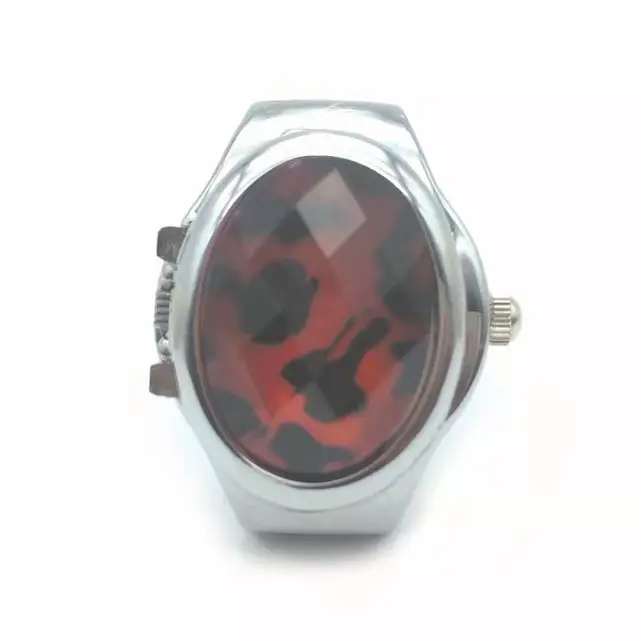 Colorful Leopard Style Easy To Open Cover Japan Movement Quartz Watch Luxury Diamond Men Finger Ring Watch