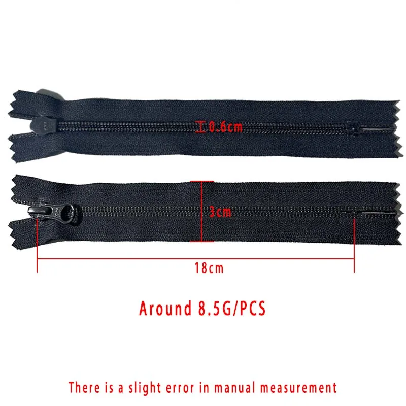 Multiple colors 3# 5# 18cm Auto Lock Closed End Nylon YKK Zipper For Clothing