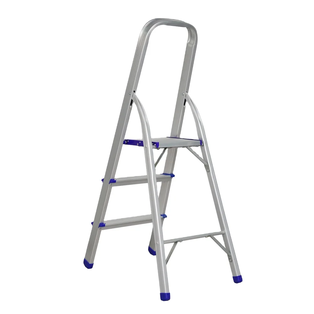 131 kitchen small steel foldable stepping ladder stool slim design portable household metal 2 3 step ladder with handrail
