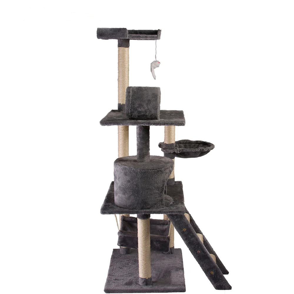 Large Design Luxurious Sisal Oem Wooden Manufacturer Customized Furniture Pet Cat Tower Bucket Condo Tree House Cat Tree