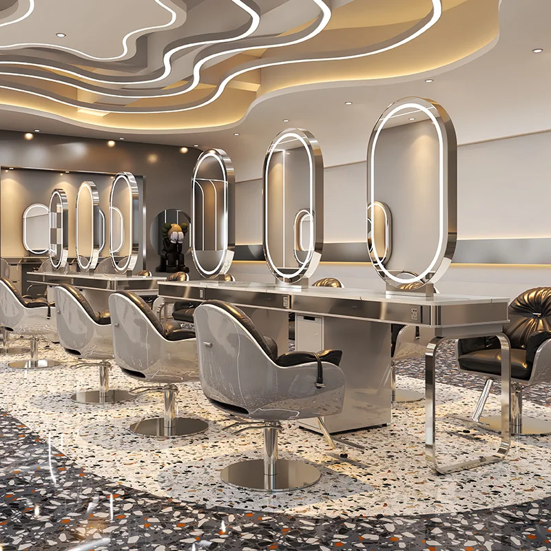 Goodway aluminum frame eco friendly double salon station mirror for salon mirror tv