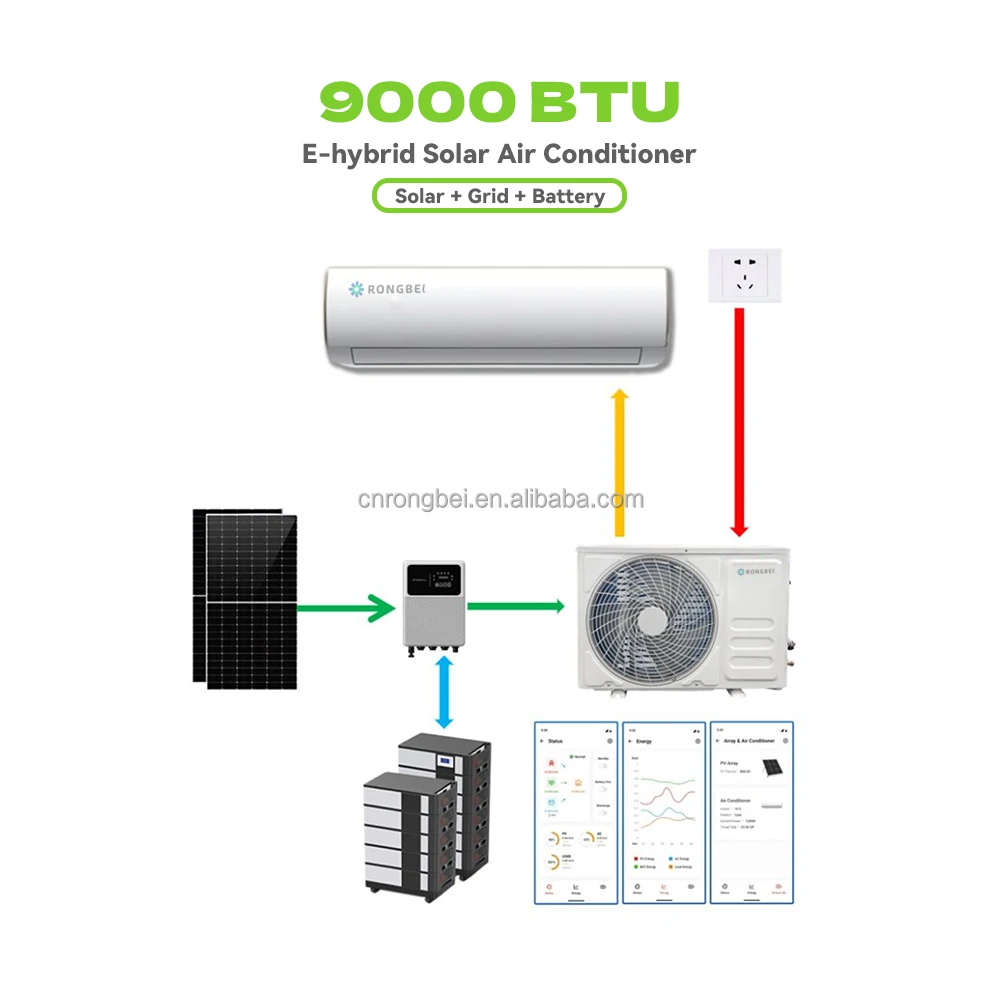 9000 BTU Солнечный Сплит Кондиционер переменного/постоянного тока гибридный кондиционер наружный блок Гибридный