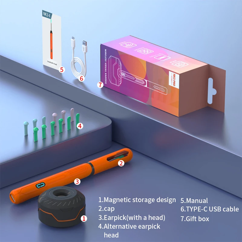 Wireless WiFi Ear Pick Otoscope Camera Borescope Luminous Ear Wax Cleaning Teeth Oral Inspection Health Care Ear Cleaner