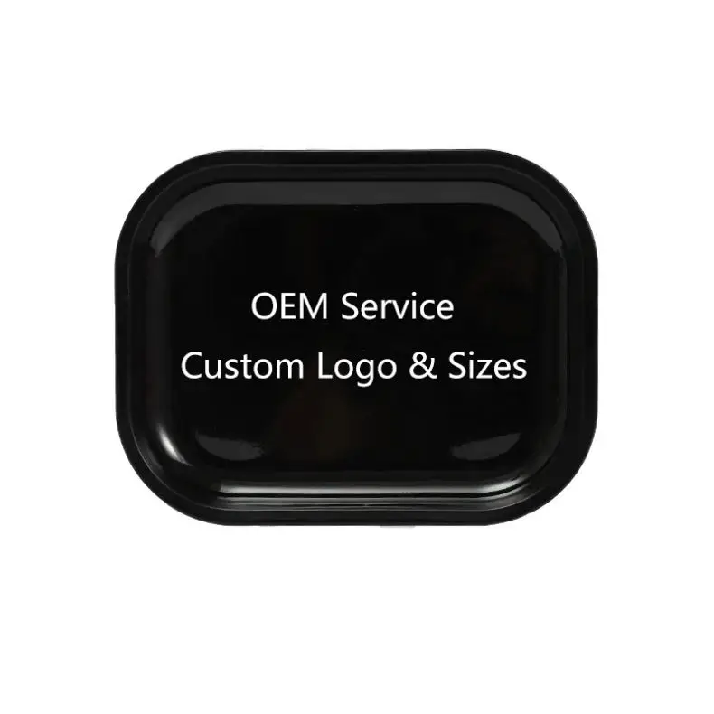Custom Logo Smoke Shop Metal Tinplate Rolling Tray Add Magnetic Lid Herb Tobacco Smoking Serving Tray