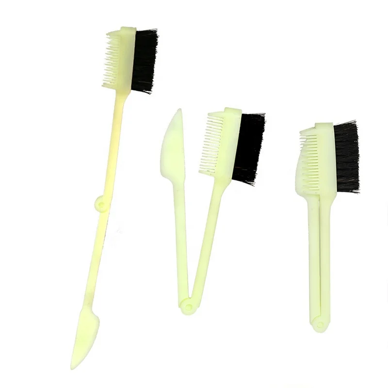  Cheap free sample plastic boar bristle hair edge control brush 2 in 1
