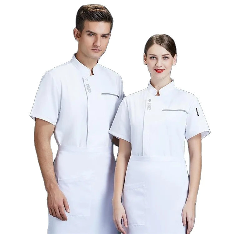
Unisex Short Sleeve Chef Jacket Chef Clothes Barbershop Cooker Overalls Restaurant Kitchen Bakery Dessert Uniform Shirt 
