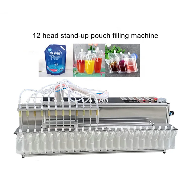 CohoMachine 12-head peristaltic pump suction nozzle stand-up pouch liquid filling machine