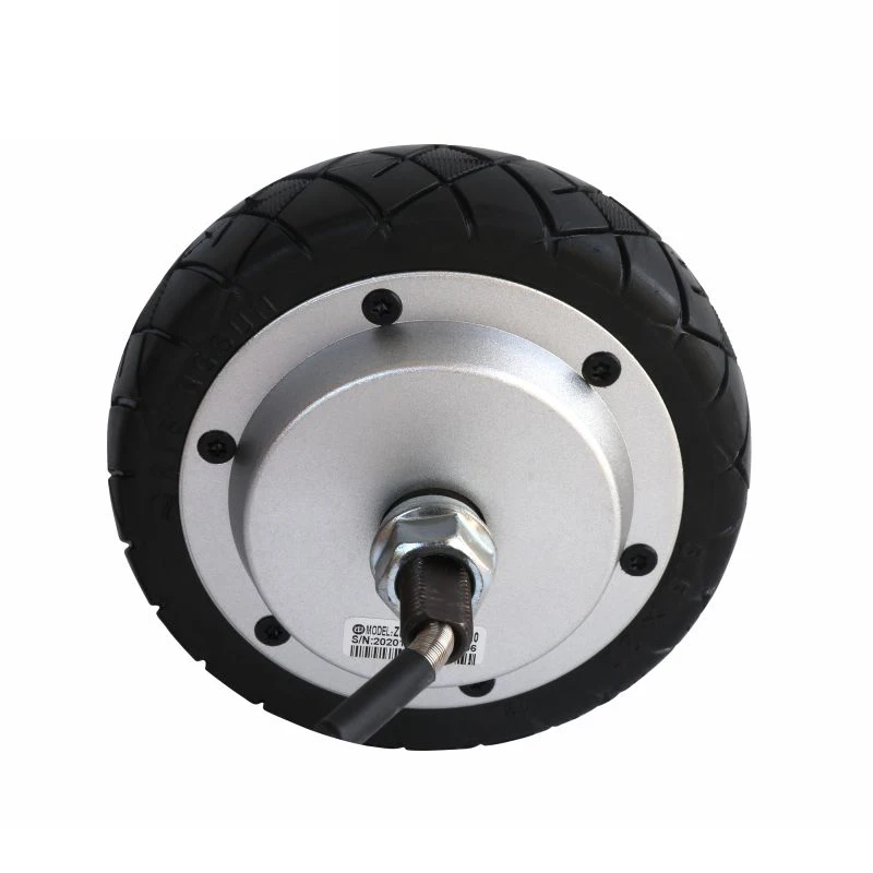 ZLTECH 5.5inch 24V 150W 60kg load 3N.m 5A 270RPM IP65 encoder single axis BLDC wheel hub motor with rubber tire for robot waiter