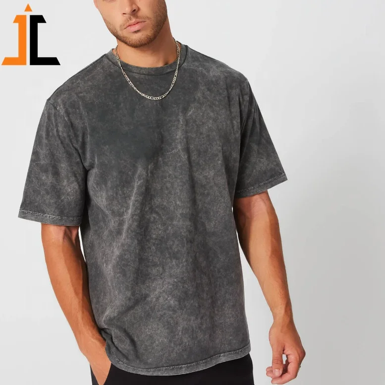 
new design logo print street wear top fashion loose fit cotton acid wash tee shirt popular t shirts 