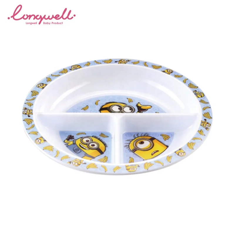 
Ningbo Longwell Custom Three Grid Eating Lunch Kids Home Cute Animal Printed PP Plates ODM Dish BPA Free Plastic Baby Food Plate 