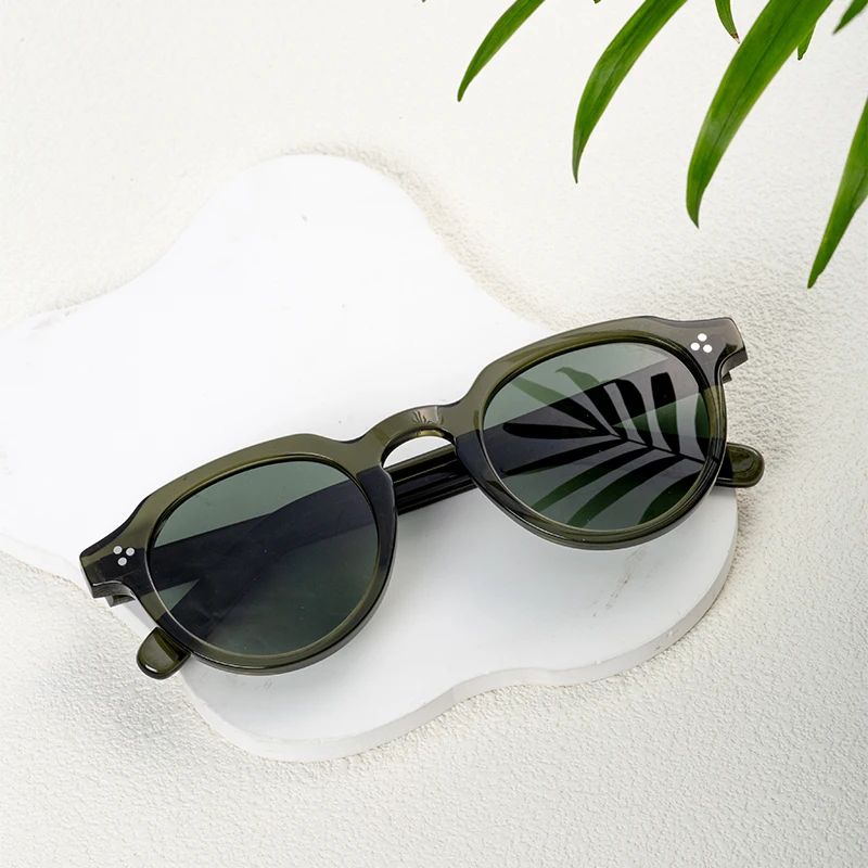 Custom Retro Round Shades Glasses Men Biodegradable Sun Glasses Women Fashion High Quality Acetate Sunglasses