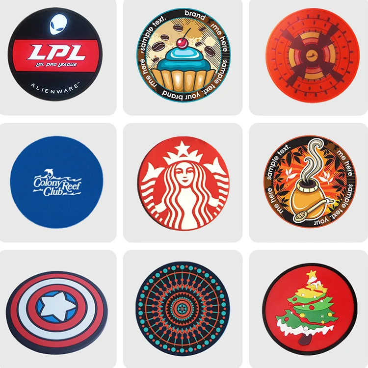 Custom Novelty Gifts Anti-Scald Soft Rubber Insulation Pad Table Drink PVC Coaster Office Desk Fun Cool Bar Decor Cup Coasters
