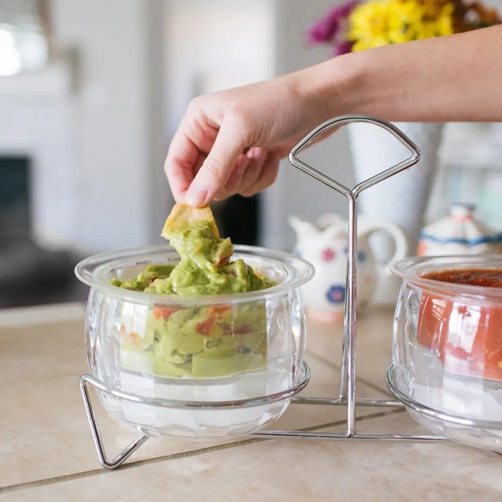 Wholesale party for chip and dip Chillers serving set Salad Bowl On Ice chilled serving food Dip Bowls