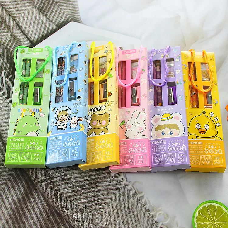 2024 New cheap promotional hot selling writing drawing stationery case school kids set pencil for children gift