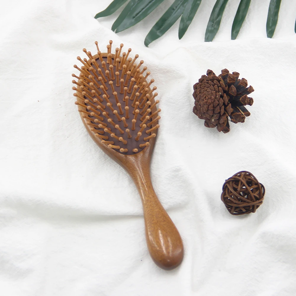 Wooden Custom Hair Brush With Soft Teeth Wood Handle  Natural Scalp Massager Brush for Hair Growth Hair Brushes for Women
