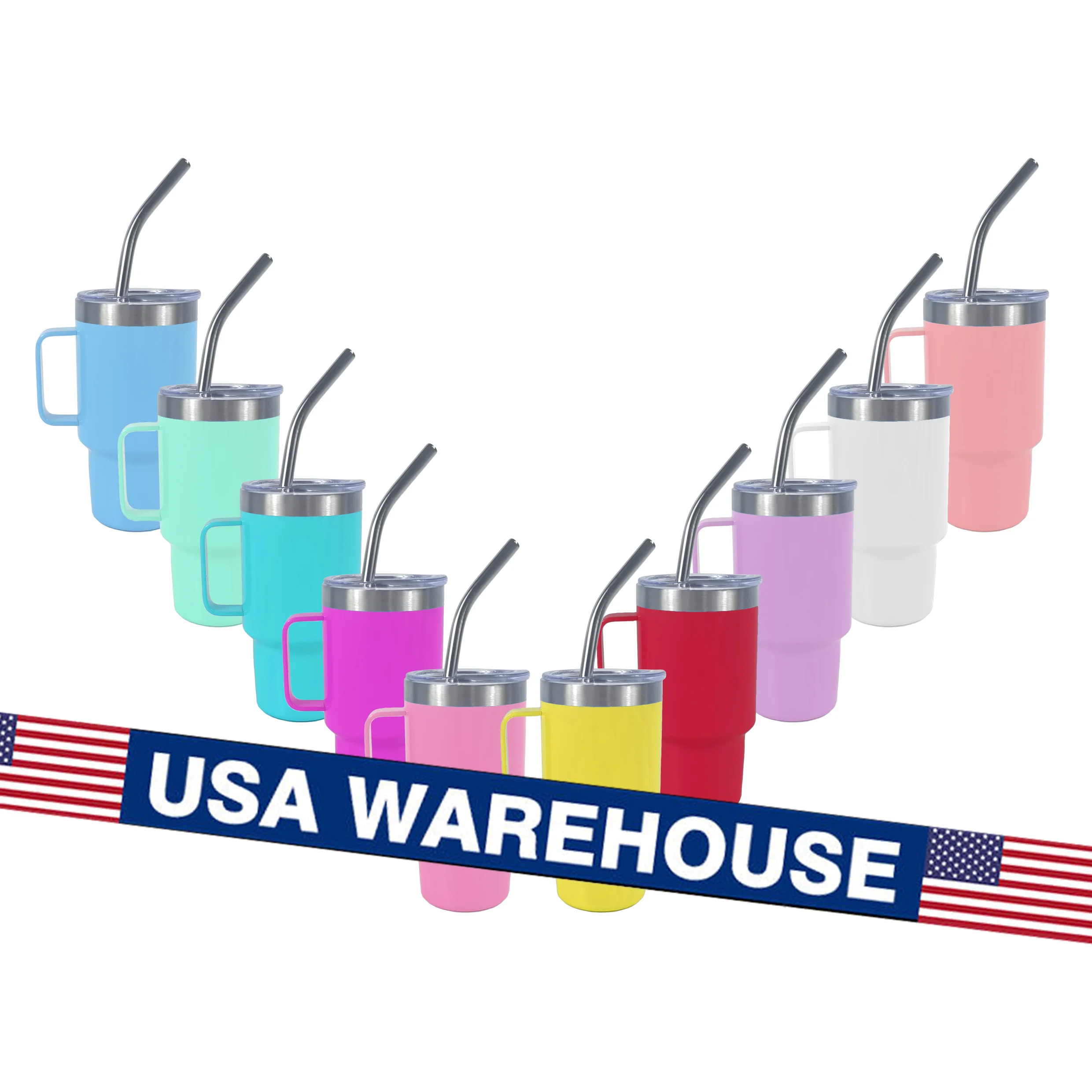 sublimation mini tumblers Shot Glass with handle  3oz double wall stainless steel colorful tumbler mug cup with lid