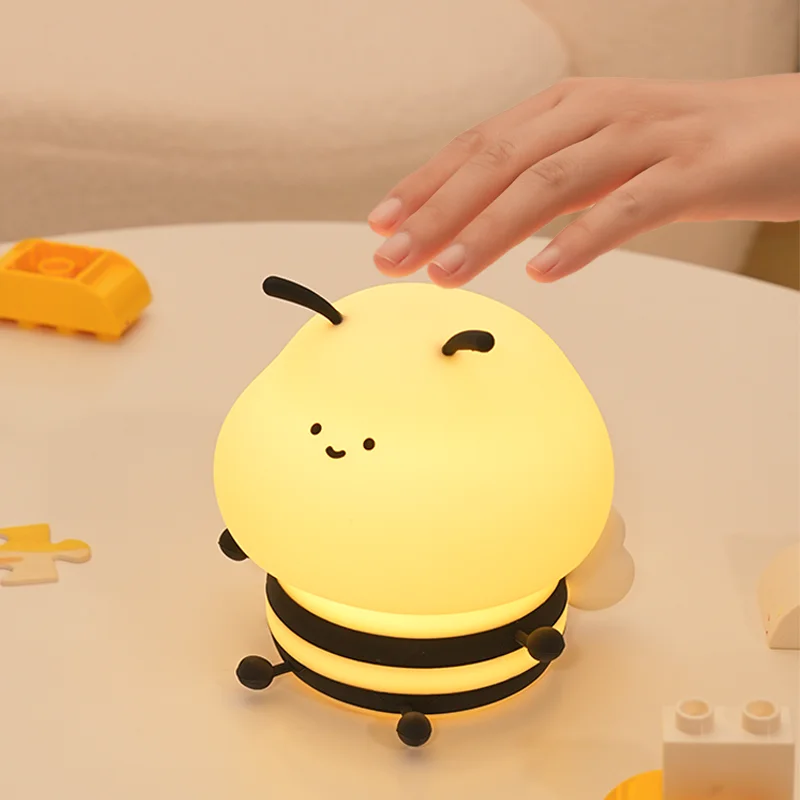 Cute Cartoon Animal LED Night Light Mini Silicone Touch Control USB Rechargeable Color-Changing Kids Bedroom Decor Gift