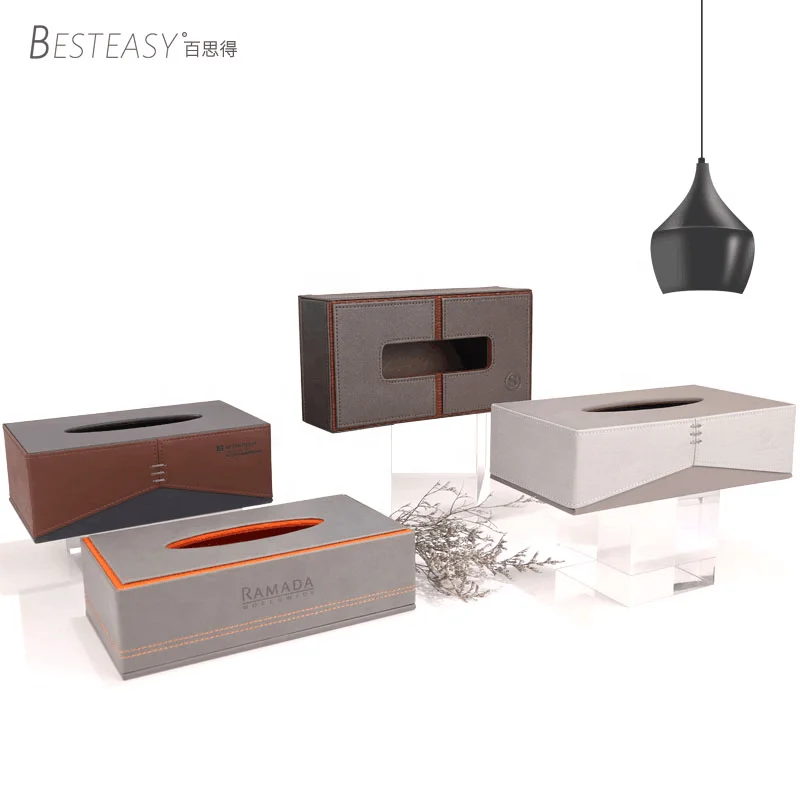 Luxury Modem Custom Tissue Box Covers Paper Container Napkin Hotel Rectangle Leather