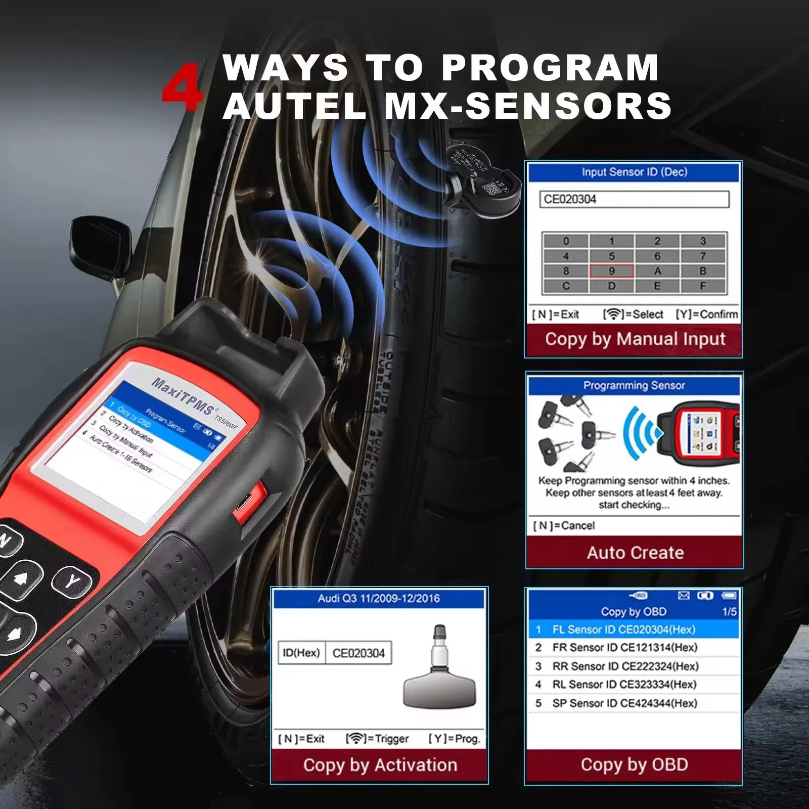 Autel TPMS TS508WF TPMS valve Programming tools Autel scanners Car Tire Pressure Monitoring Truck Tires Tyres TPMS Autel TS508