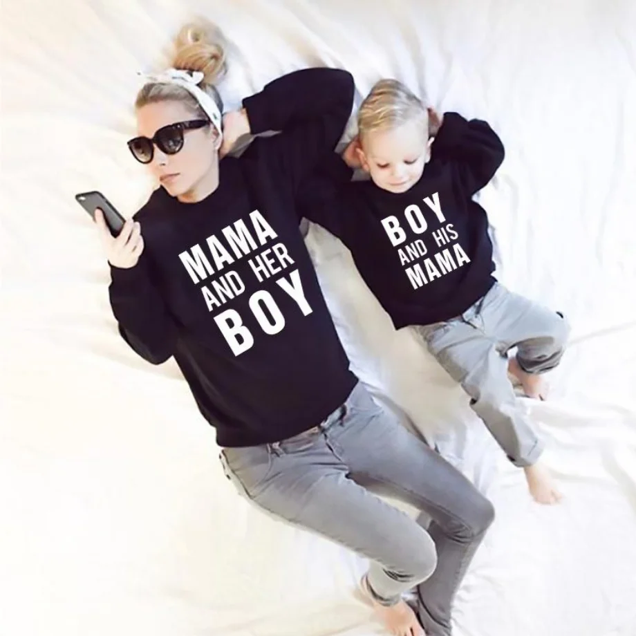 Hot Selling Fashion Matching Outfits Parent-child Long Sleeve Cotton T-shirts Printing Clothing Casual Clothes Mommy and Me
