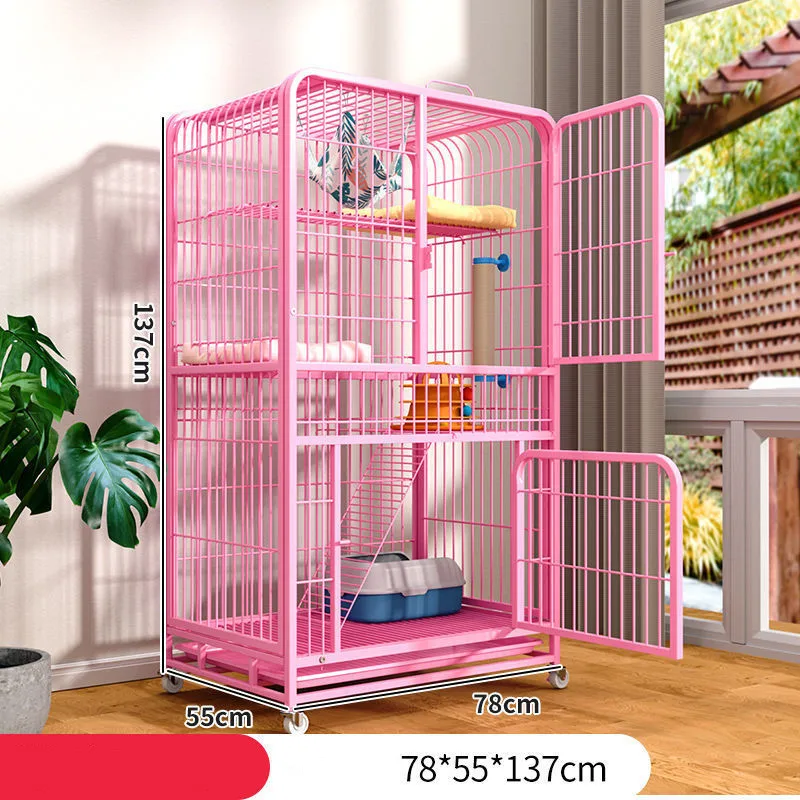 High Quality Galvanized Tube Cat Cage Dense Iron Dog Villa Durable Pet Cage wholesale 3 layer cat cage