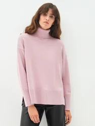 Autumn Winter Long Sleeve turtle Neck solid Knitted Pullover Fashion Women Sweater Tops