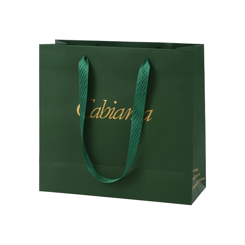 Wholesale Custom Printed White Green Gift Craft Shopping Paper Bag with Your Own Logo