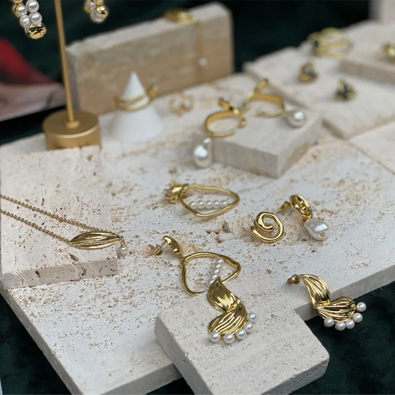 Luxury bathroom Natural Travertine Tray Jewelry Display Trending Products Precise Stone Natural Marble Serving Tray